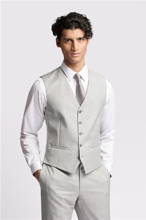 Ted Baker Slim Fit Lowry Light Grey Sharkskin Waistcoat
