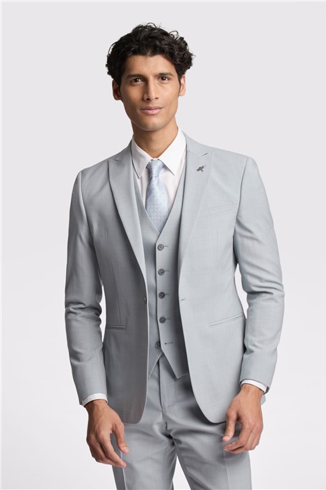 TED BAKER LONDON “JAY CT” Slim Fit Grey Plaid Stretch Wool