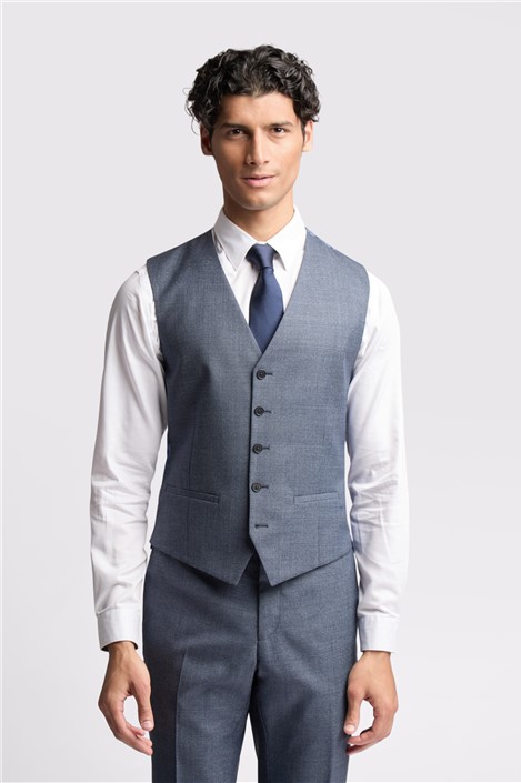 Ted Baker Slim Fit Riley Navy Texture Puppytooth Waistcoat