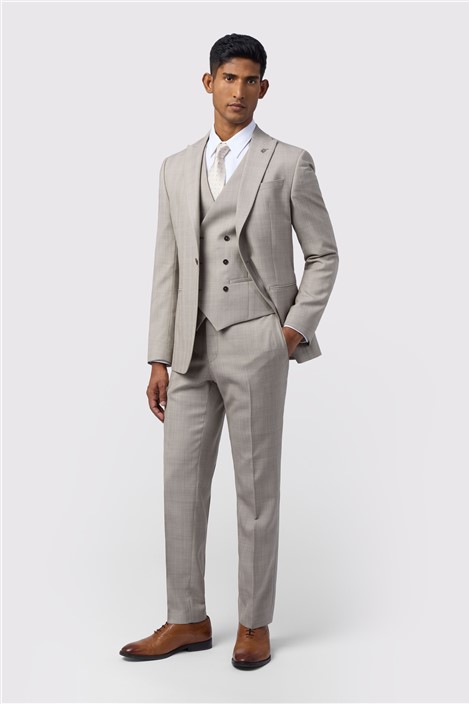 Ted Baker Slim Fit Performance Donne Taupe Check Jacket