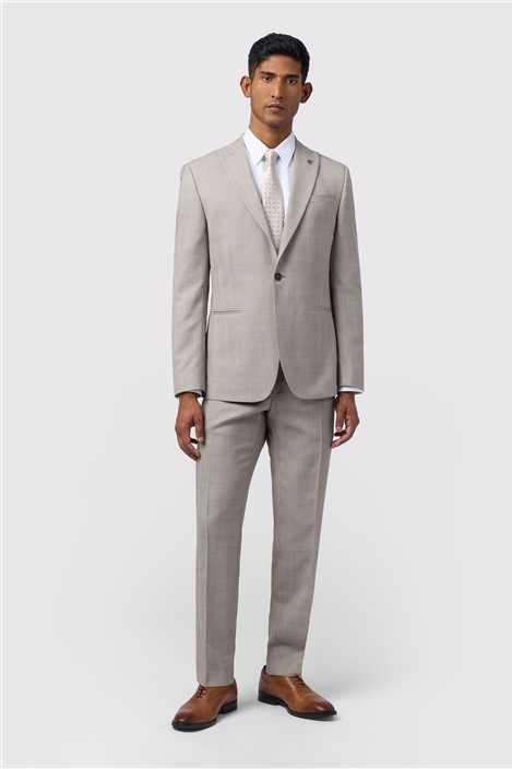 Ted Baker Slim Fit Performance Donne Taupe Check Jacket
