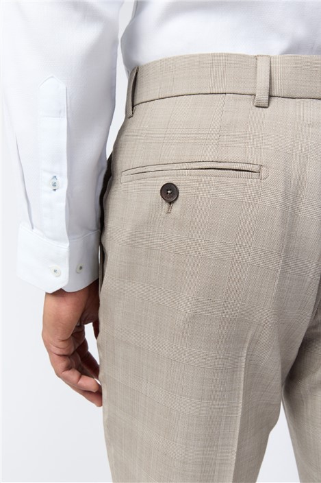 Ted Baker Slim Fit Performance Donne Taupe Check Trouser