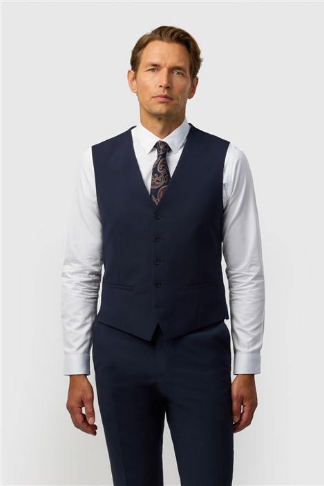 Ted Baker Slim Fit Performance Navy Panama Waistcoat
