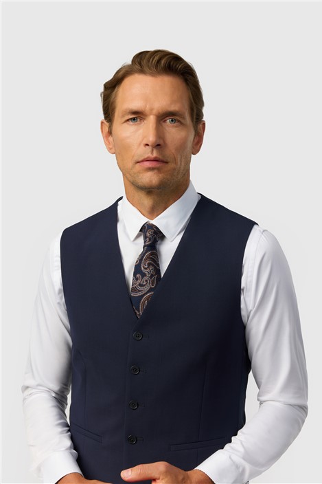Ted Baker Slim Fit Performance Navy Panama Waistcoat
