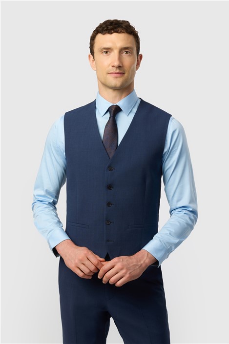Ted Baker Slim Fit Performance Blue Panama Waistcoat
