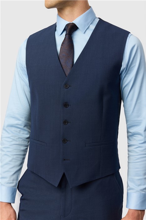 Ted Baker Slim Fit Performance Blue Panama Waistcoat
