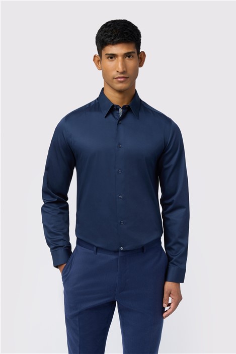 Ted Baker Slim Fit Steel Navy Stretch Shirt
