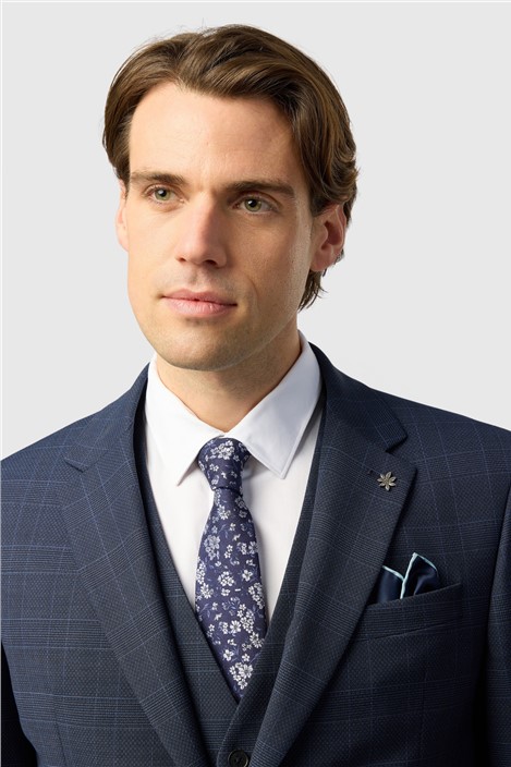 Ted Baker Slim Fit Performance Navy Textured Check Jacket

