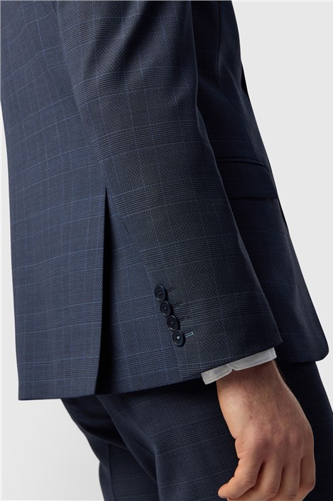 Ted Baker Slim Fit Performance Navy Textured Check Jacket
