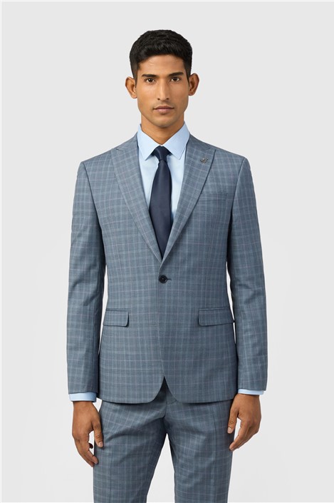 Ted Baker Slim Fit Blue Rose Check Jacket
