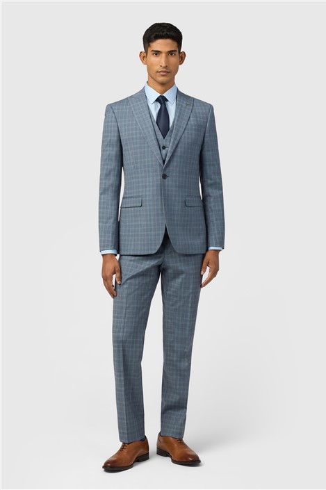 Ted Baker Slim Fit Blue Rose Check Jacket
