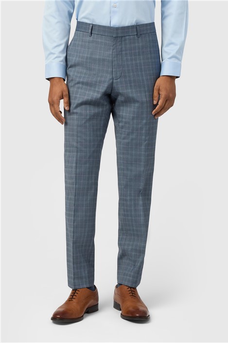 Ted Baker Slim Fit Blue Rose Check Trouser

