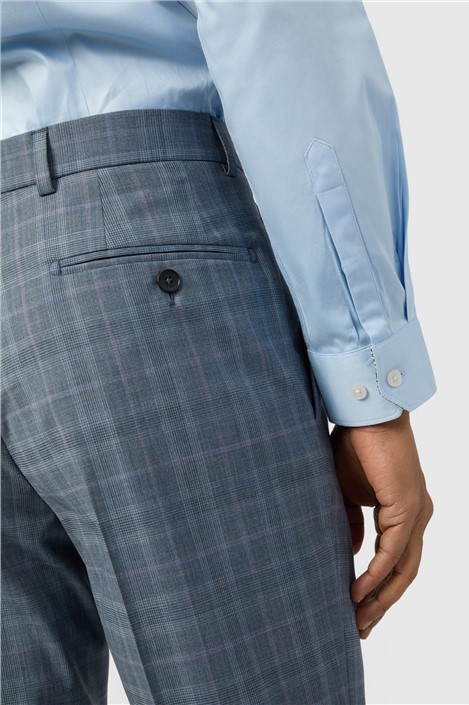 Ted Baker Slim Fit Blue Rose Check Trouser
