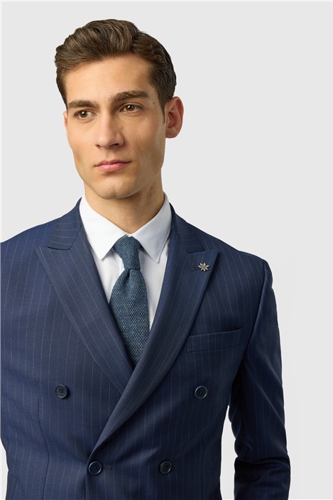 Ted Baker Slim Fit Navy Chalk Stripe Double Breasted Jacket
