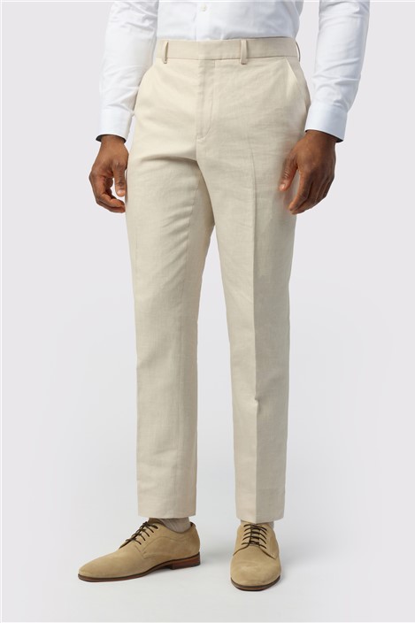 Ted Baker Tailored Fit Stone Linen Cotton Trousers