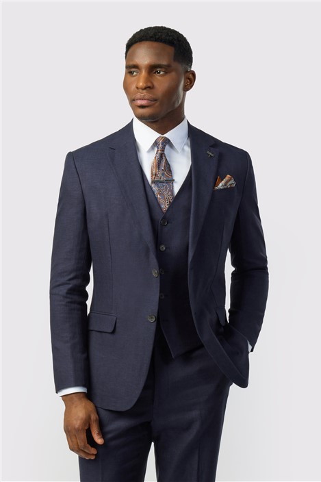 Ted Baker Tailored Fit Navy Linen Cotton Jacket
