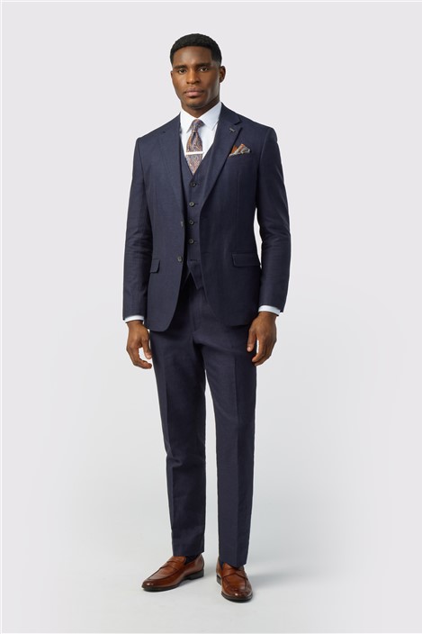 Ted Baker Tailored Fit Navy Linen Cotton Jacket