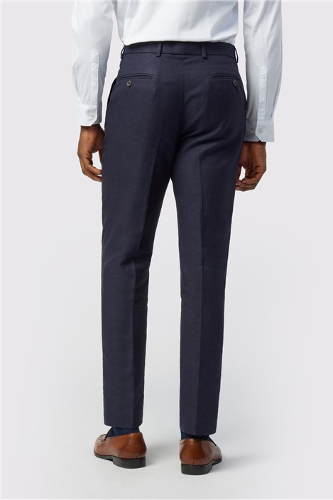 Ted Baker Tailored Fit Navy Linen Cotton Trousers