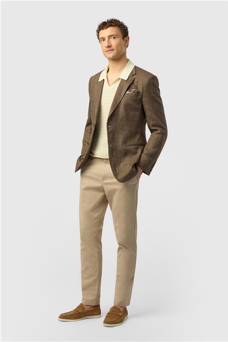 Ted Baker Tailored Fit Chocolate Twill Linen Jacket