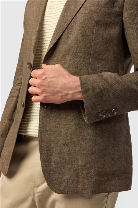 Ted Baker Tailored Fit Chocolate Twill Linen Jacket