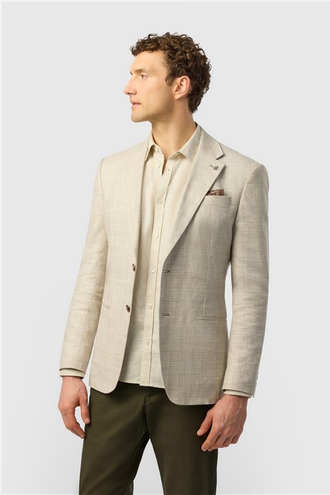 Ted Baker Tailored Fit Stone Check Linen Blazer