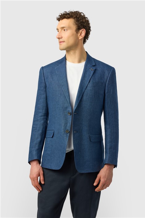 Ted Baker Tailored Fit Blue Texture Linen Blazer