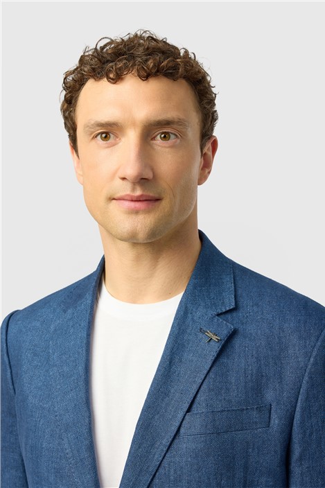 Ted Baker Tailored Fit Blue Texture Linen Blazer