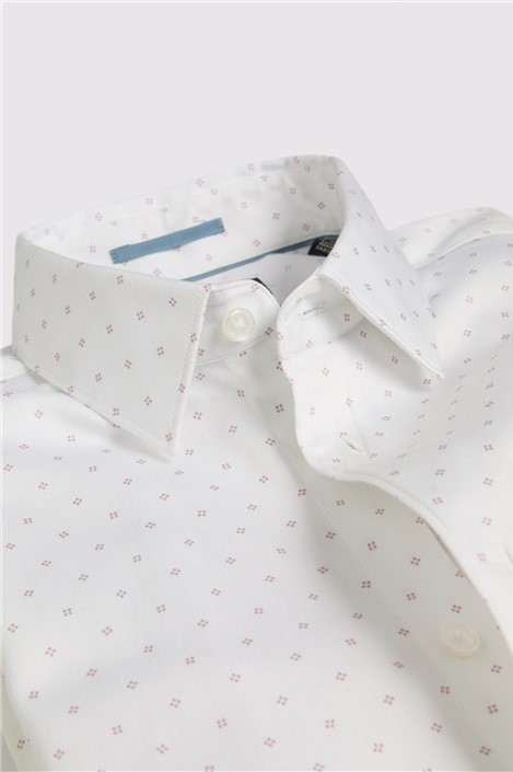 Ted Baker Slim Fit White Base Geometric Pink Dot Shirt
