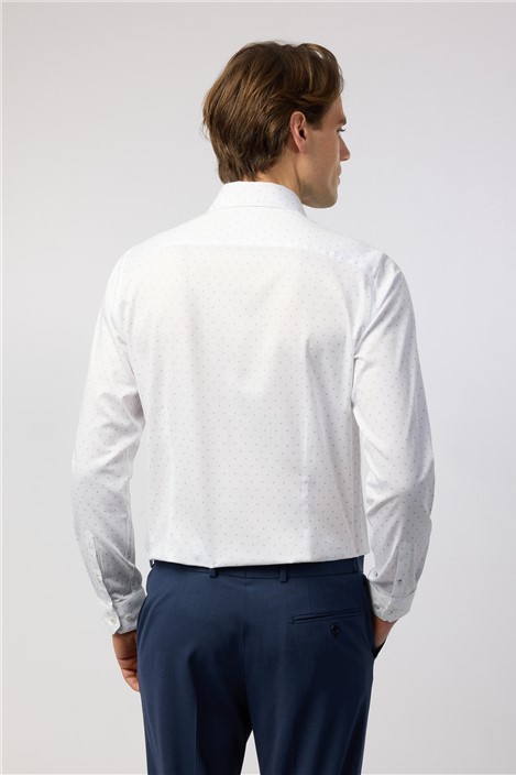 Ted Baker Slim Fit White Base Geometric Pink Dot Shirt
