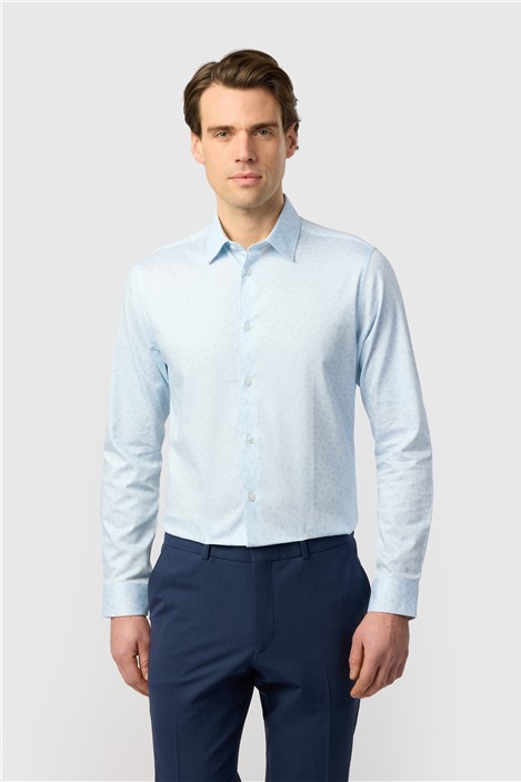 Ted Baker Slim Fit Light Blue Scattered Floral Shirt