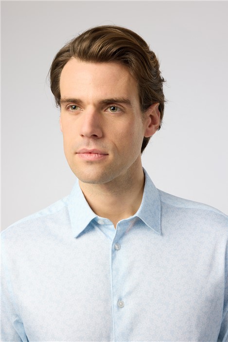 Ted Baker Slim Fit Light Blue Scattered Floral Shirt