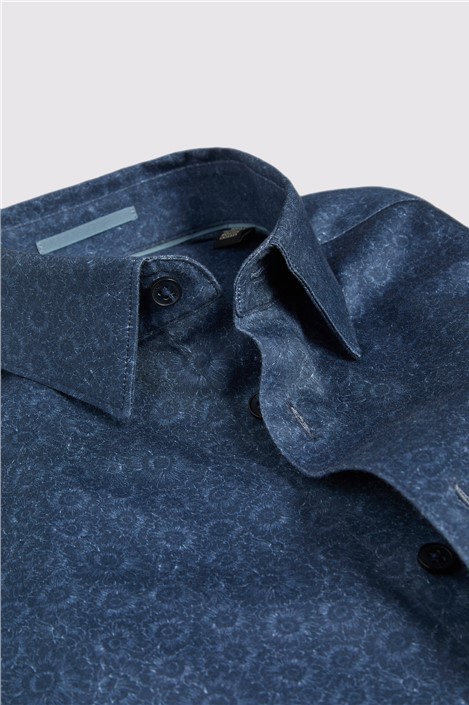 Ted Baker Slim Fit Navy Base Floral Stencil
