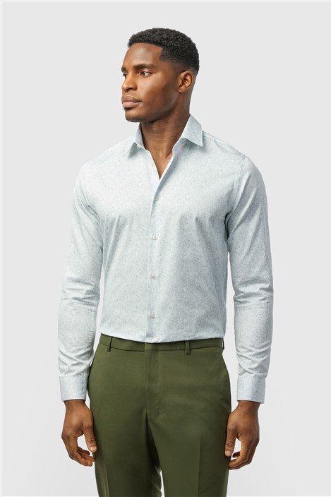 Ted Baker Slim Fit White Leaf Stencil Shirt