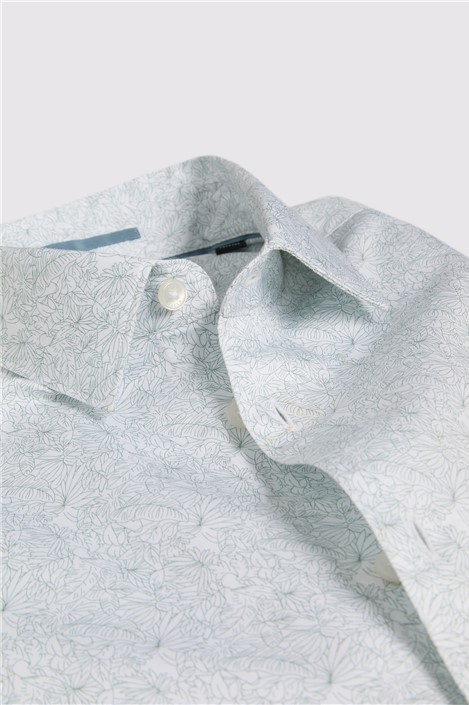 Ted Baker Slim Fit White Leaf Stencil Shirt