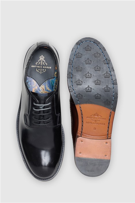 Antique Rogue Finn Black Leather Derby Shoe