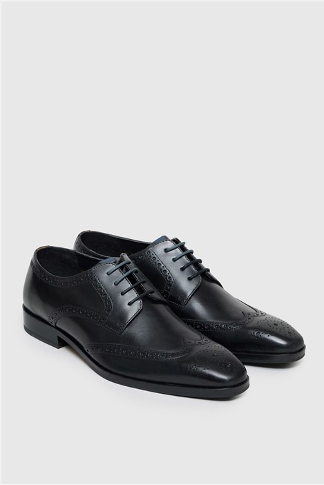 Antique Rogue Luca Black Leather Brogues
