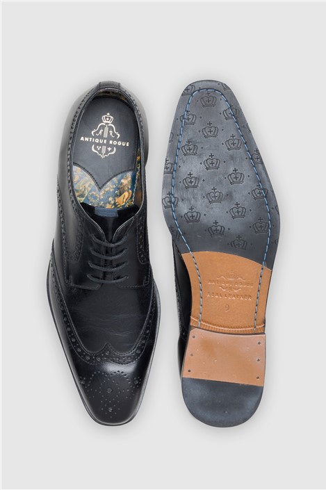 Antique Rogue Luca Black Leather Brogues