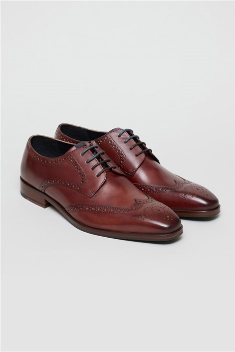 Antique Rogue Luca Burgundy Leather Brogue Shoe