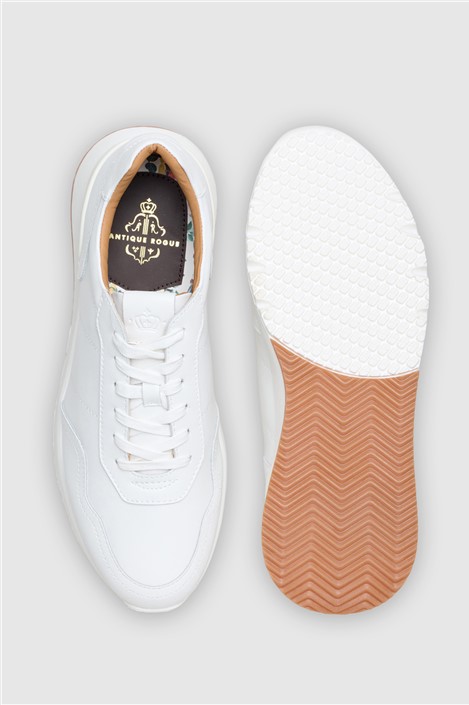 Antique Rogue Palmer White Leather Smart Trainer