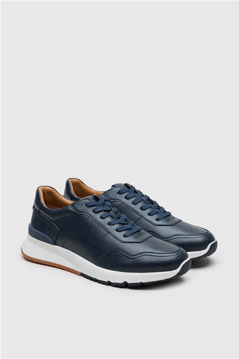 Antique Rogue Palmer Navy Leather Smart Trainer