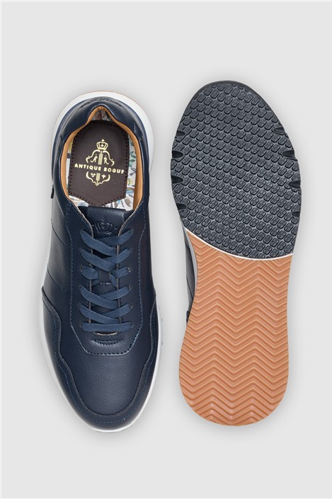Antique Rogue Palmer Navy Leather Smart Trainer