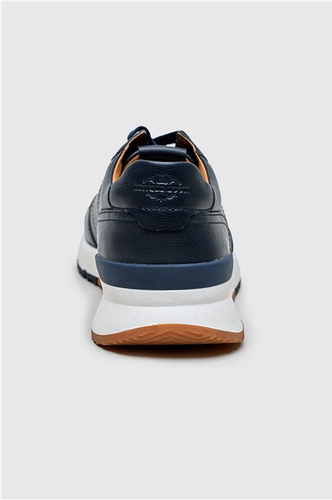 Antique Rogue Palmer Navy Leather Smart Trainer