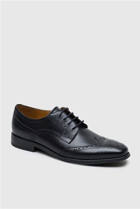 CitiFlex Cannon Black Leather Brogue Derby Shoe