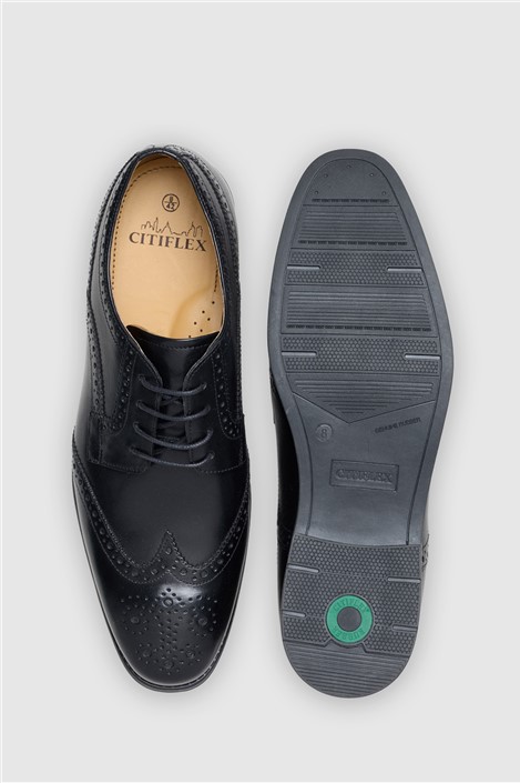 CitiFlex Cannon Black Leather Brogue Derby Shoe