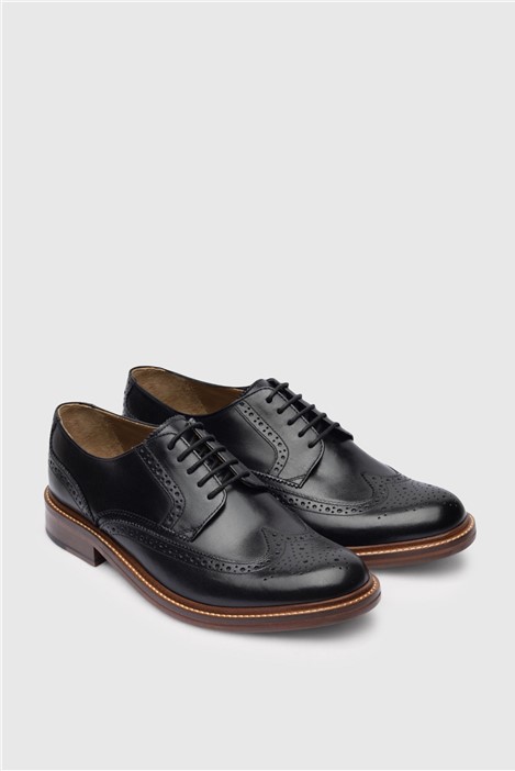 Racing Green Mansell Black Leather Brogues