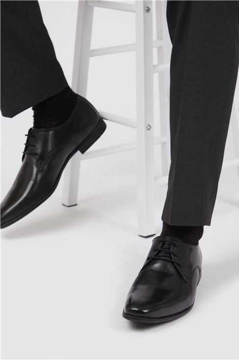 Racing Green Newman Black Leather Shoes
