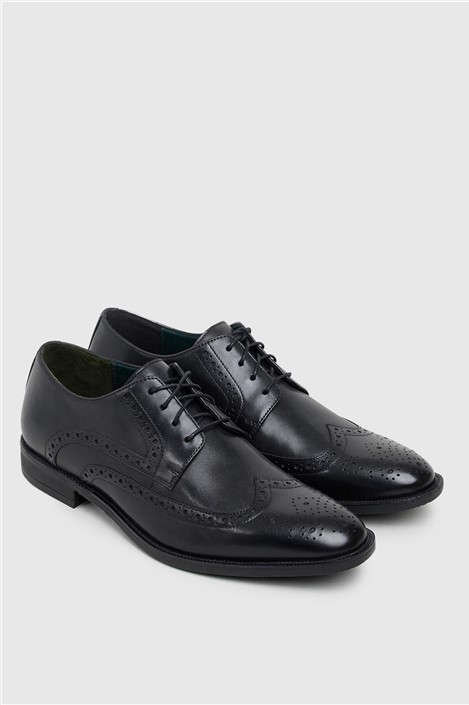 Racing Green Max Black Leather Brogues