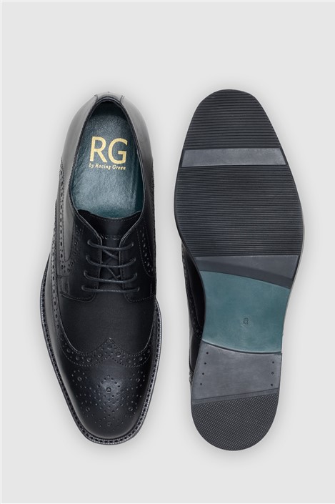 Racing Green Max Black Leather Brogues