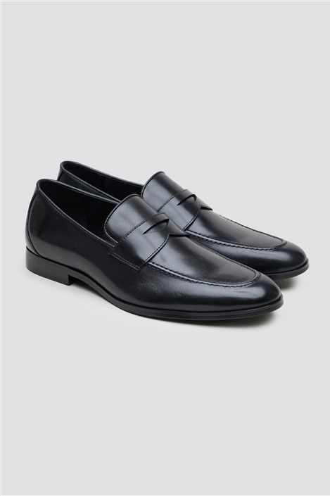 Racing Green Elliot Black Leather Smart Loafer