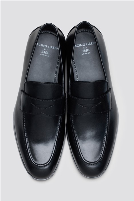 Racing Green Elliot Black Leather Smart Loafer